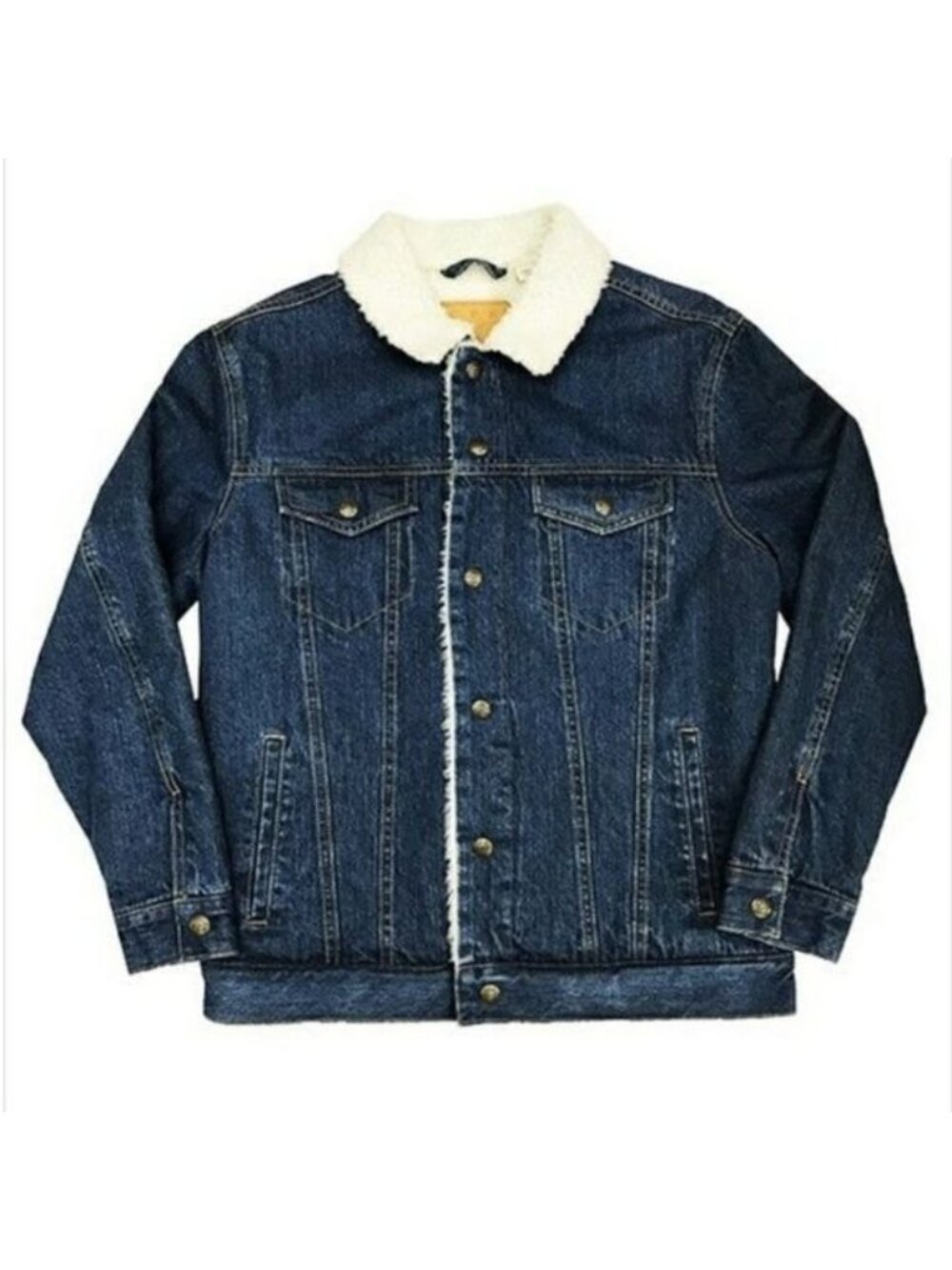 CPK denim sherpa lined, insulated trucker jacket, dark blue, size L***